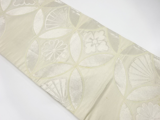 JAPANESE KIMONO / ANTIQUE FUKURO OBI / SILK / WOVEN SHIPPO PATTERN
